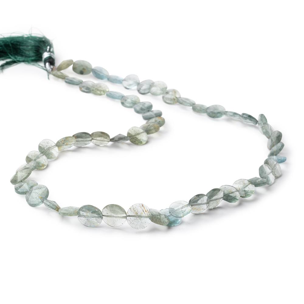 7-8.5mm Moss Aquamarine Fancy Faceted Coin Beads 15 inch 53 pieces (ONLINE ORDER ONLY)