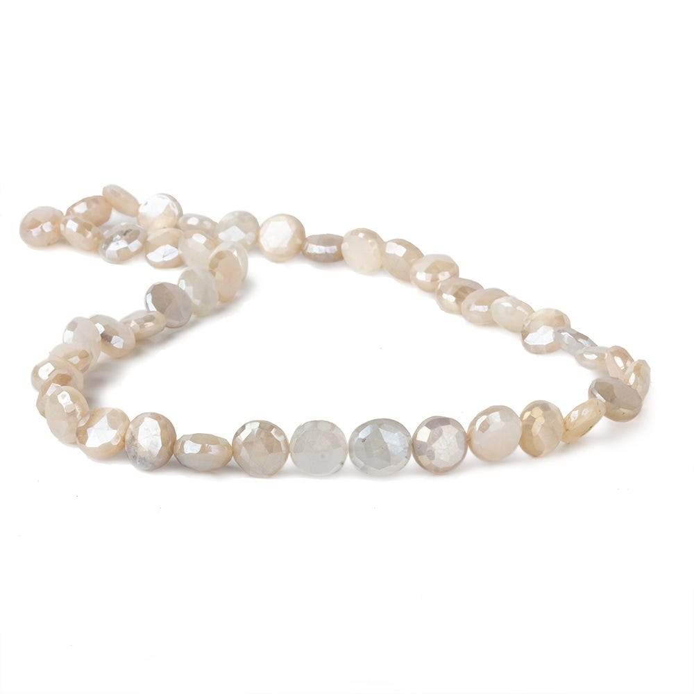 7-8.5mm Mystic Light Off White Moonstone faceted coins 14 inch 42 beads (ONLINE ORDER ONLY)
