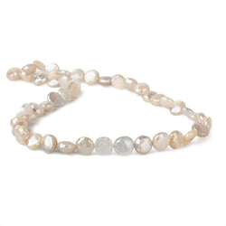 7-8.5mm Mystic Light Off White Moonstone faceted coins 14 inch 42 beads (ONLINE ORDER ONLY)
