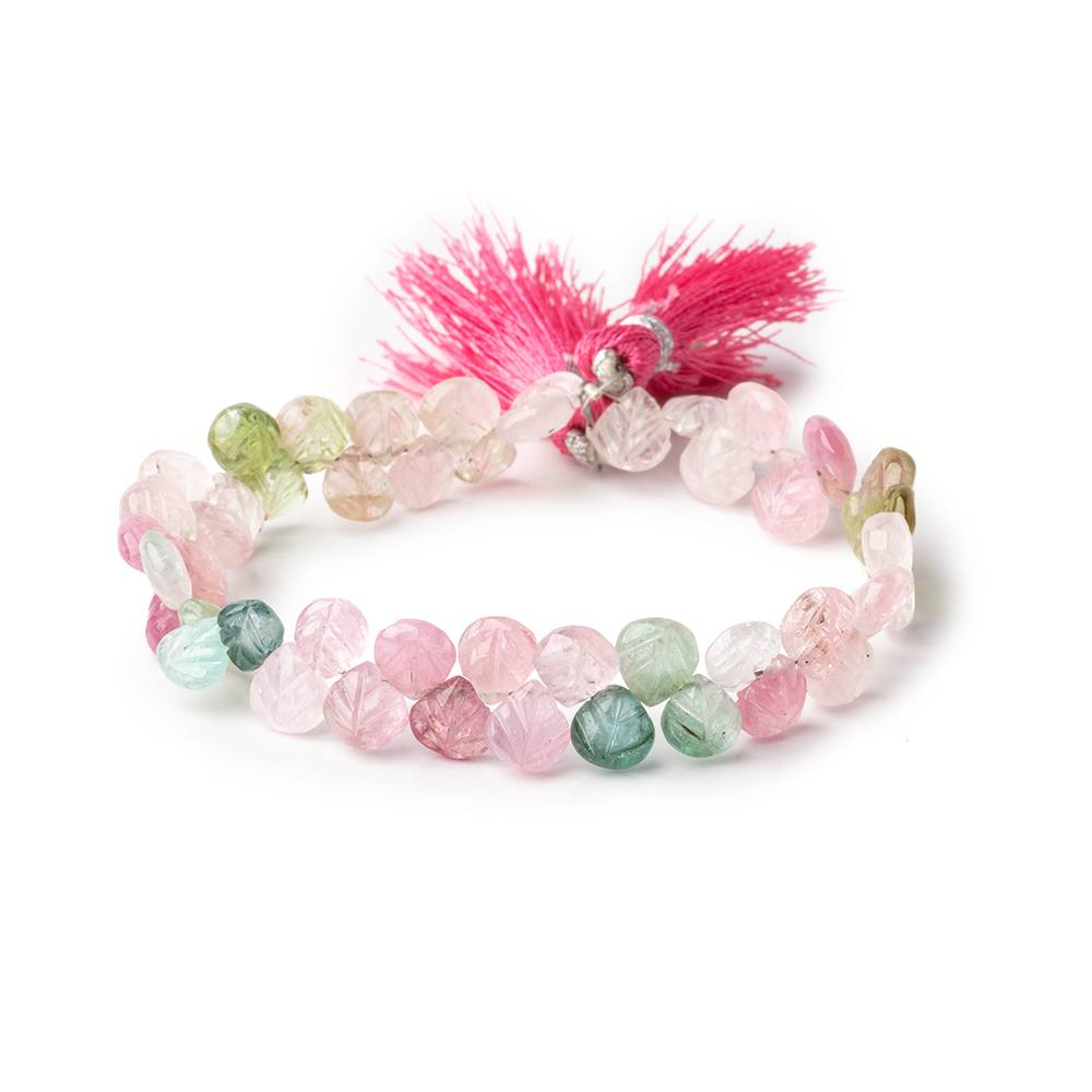 6.5mm Afghani Tourmaline Carved Heart Beads 7.5 inch 50 pieces AA (ONLINE ORDER ONLY)