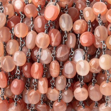 7-8mm Angel Skin Moonstone Plain Nuggets on Black Gold Plated Chain (ONLINE ORDER ONLY)