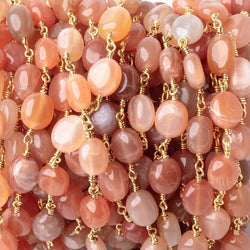 7-8mm Angel Skin Moonstone Plain Nuggets on Gold Plated Chain (ONLINE ORDER ONLY)