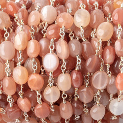 7-8mm Angel Skin Moonstone Plain Nuggets on Silver Plated Chain (ONLINE ORDER ONLY)