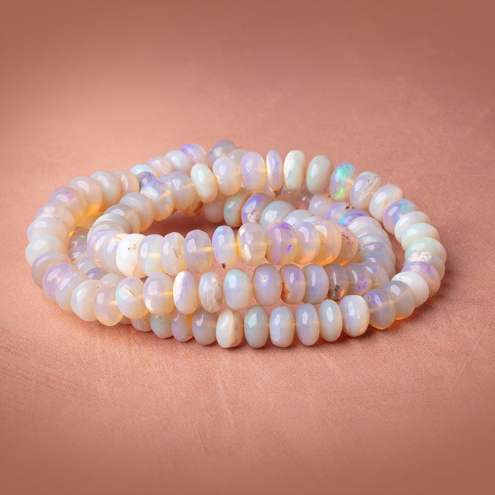 7-8mm Australian Opal Plain Rondelle Beads 20 inch 112 pieces AA (ONLINE ORDER ONLY)