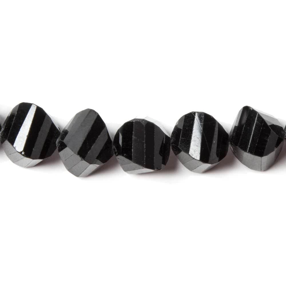 7-8mm Black Spinel faceted twist beads 16 inch 53 beads (ONLINE ORDER ONLY)