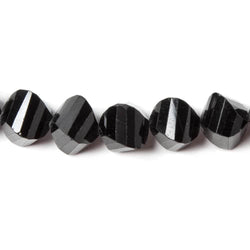 7-8mm Black Spinel faceted twist beads 16 inch 53 beads (ONLINE ORDER ONLY)