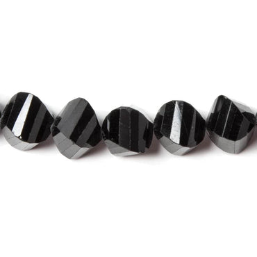 7-8mm Black Spinel faceted twist beads 16 inch 53 beads (ONLINE ORDER ONLY)