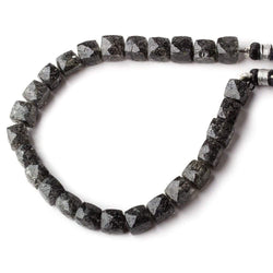 7-8mm Black Tourmalinated Quartz Faceted Cubes 8 inch 26 beads (ONLINE ORDER ONLY)