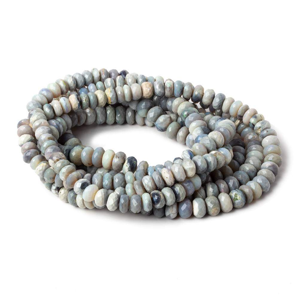 7-8mm Blue Grey Australian Opal Faceted Rondelles 18 inch 99 Beads AA (ONLINE ORDER ONLY)
