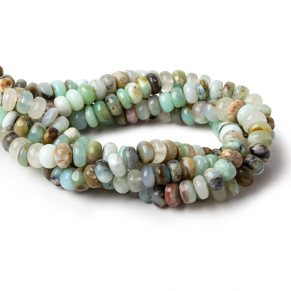 6mm Blue Peruvian Opal plain rondelles 14 inch 105 beads 1mm drill hole (ONLINE ORDER ONLY)