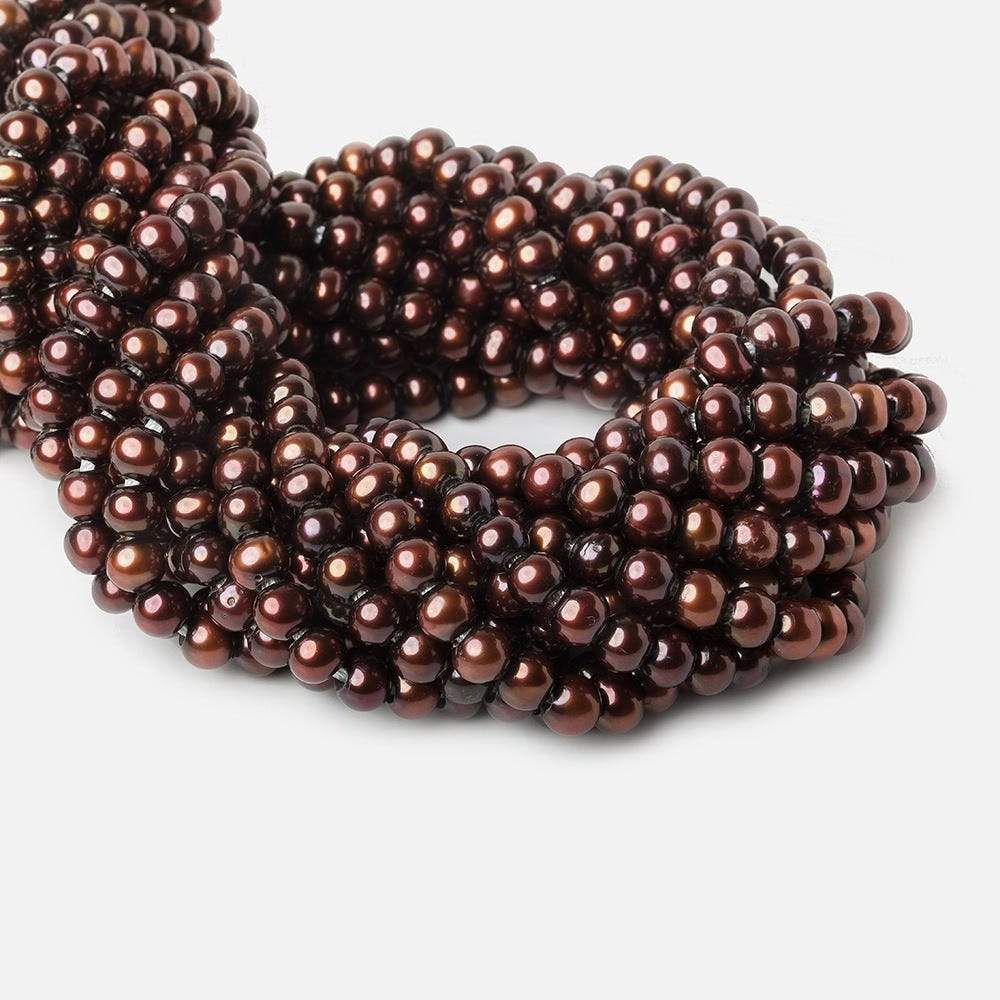7-8mm Brick Red Large Hole Off Round Freshwater Pearl 2.5mm drill hoe, 15 inch, 64 pieces (ONLINE ORDER ONLY)