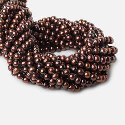 7-8mm Brick Red Large Hole Off Round Freshwater Pearl 2.5mm drill hoe, 15 inch, 64 pieces (ONLINE ORDER ONLY)