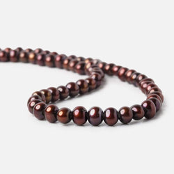 7-8mm Brick Red Large Hole Off Round Freshwater Pearl 2.5mm drill hoe, 15 inch, 64 pieces (ONLINE ORDER ONLY)