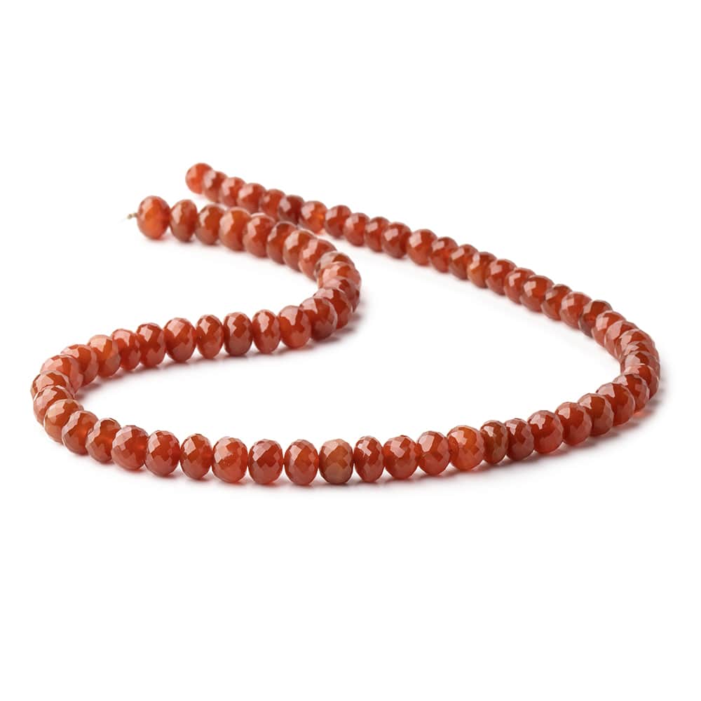 7-8mm Carnelian Faceted Rondelle Beads 16 inch 72 pieces (ONLINE ORDER ONLY)