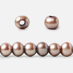 7-8mm Champagne Large Hole Off Round Freshwater Pearl 2.5mm drill hole, 15 inch, 64 pieces (ONLINE ORDER ONLY)
