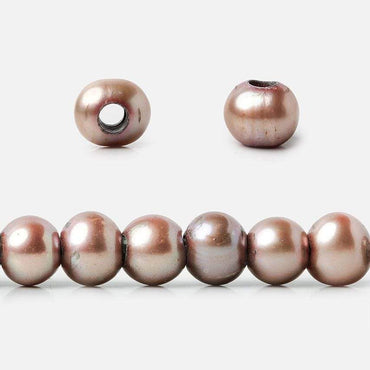 7-8mm Champagne Large Hole Off Round Freshwater Pearl 2.5mm drill hole, 15 inch, 64 pieces (ONLINE ORDER ONLY)