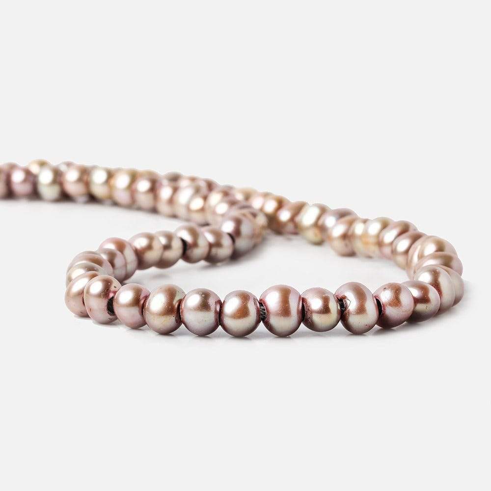 7-8mm Champagne Large Hole Off Round Freshwater Pearl 2.5mm drill hole, 15 inch, 64 pieces (ONLINE ORDER ONLY)