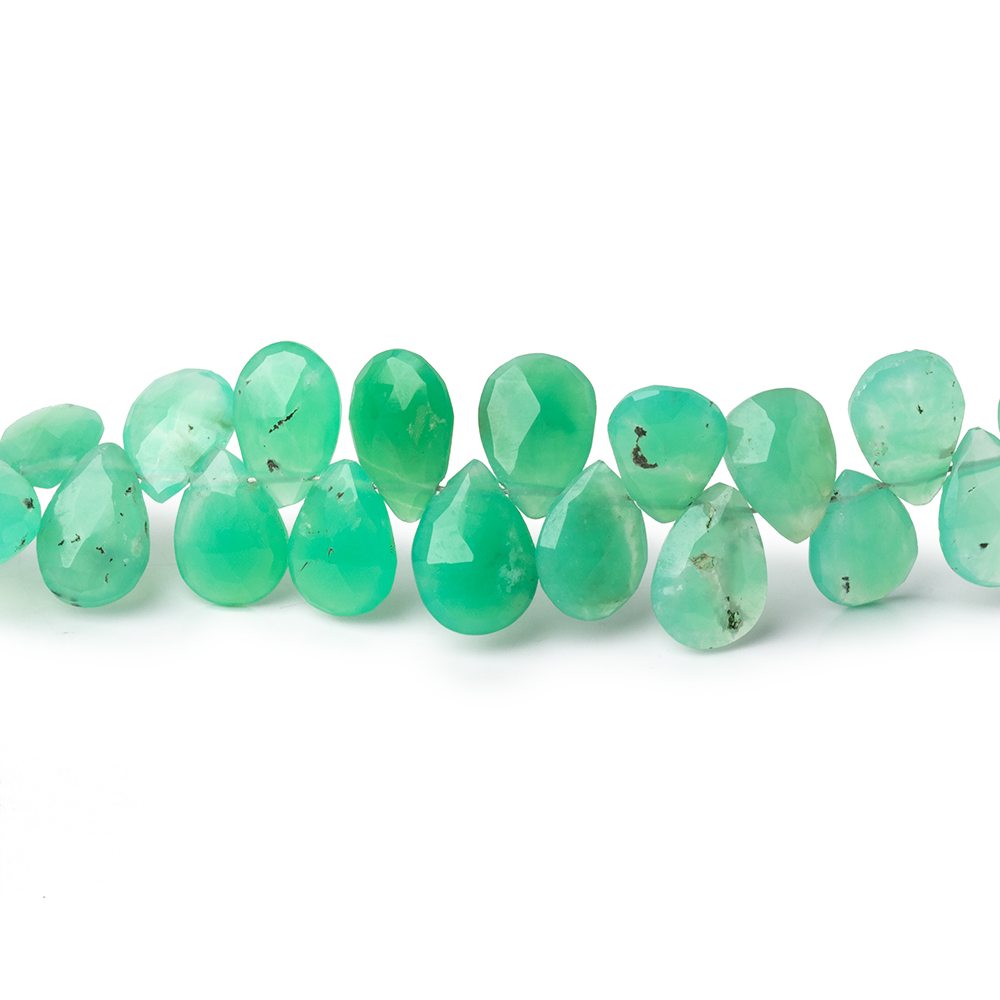 7-8mm Chrysoprase Faceted Pear Beads 8 inch 66 pieces (ONLINE ORDER ONLY)