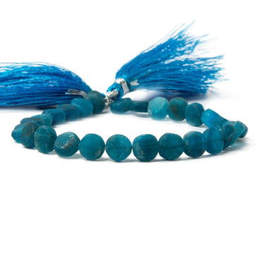 7-8mm Frosted Neon Apatite plain coin Beads 8 inch 25 pieces (ONLINE ORDER ONLY)