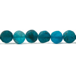 7-8mm Frosted Neon Apatite plain coin Beads 8 inch 25 pieces (ONLINE ORDER ONLY)
