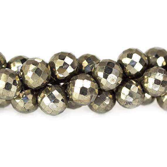 7-8mm Golden Pyrite Faceted Round Beads 8 inch 33 pieces (ONLINE ORDER ONLY)