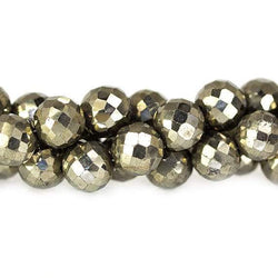 7-8mm Golden Pyrite Faceted Round Beads 8 inch 33 pieces (ONLINE ORDER ONLY)