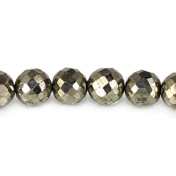 7-8mm Golden Pyrite Faceted Round Beads 8 inch 33 pieces (ONLINE ORDER ONLY)