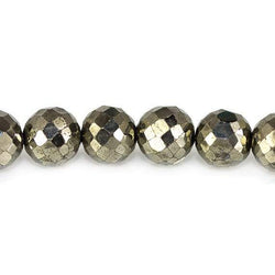7-8mm Golden Pyrite Faceted Round Beads 8 inch 33 pieces (ONLINE ORDER ONLY)