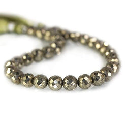 7-8mm Golden Pyrite Faceted Round Beads 8 inch 33 pieces (ONLINE ORDER ONLY)