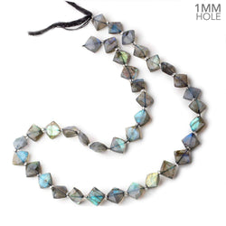 7-8mm Labradorite Corner Drilled Faceted Square Beads 15.5 inch 36 pieces AA 1mm Hole (ONLINE ORDER ONLY)
