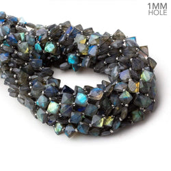 7-8mm Labradorite Corner Drilled Faceted Square Beads 15.5 inch 36 pieces AA 1mm Hole (ONLINE ORDER ONLY)