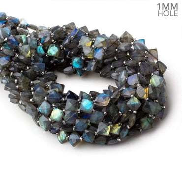 7-8mm Labradorite Corner Drilled Faceted Square Beads 15.5 inch 36 pieces AA 1mm Hole (ONLINE ORDER ONLY)