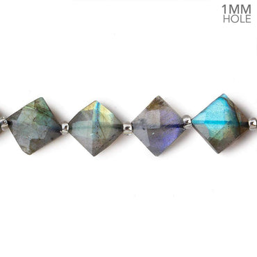 7-8mm Labradorite Corner Drilled Faceted Square Beads 15.5 inch 36 pieces AA 1mm Hole (ONLINE ORDER ONLY)