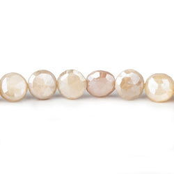 7-8mm Light Peach Moonstone faceted coins 14 inch 42 beads (ONLINE ORDER ONLY)