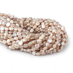 7-8mm Light Peach Moonstone faceted coins 14 inch 42 beads (ONLINE ORDER ONLY)