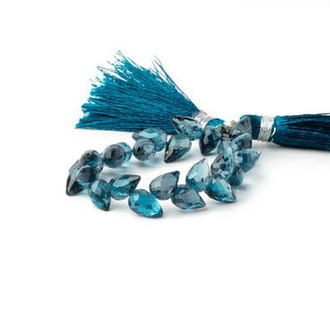 7-8mm London Blue Topaz Shoulder Drill Tear Drop 4 inch 24 Beads AAA (ONLINE ORDER ONLY)