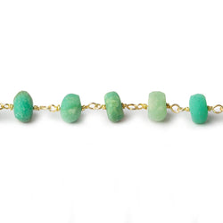 7-8mm Matte Chrysoprase rondelle Gold plated Chain by the foot 28 pieces (ONLINE ORDER ONLY)