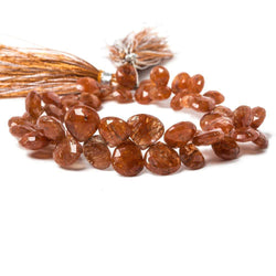 7-8mm Mossy Rutilated Quartz Heart Briolette 7.75 inch 50 pieces (ONLINE ORDER ONLY)