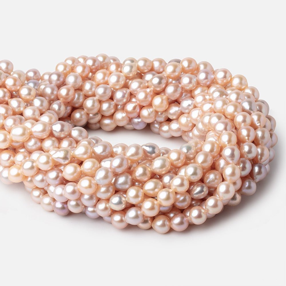 7-8mm Multi Peach Petite Ultra Baroque Freshwater Pearls 16 inch 48 Beads AAA (ONLINE ORDER ONLY)