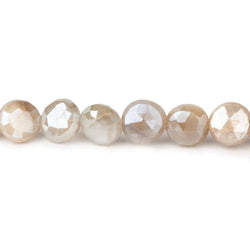 7-8mm Mystic Grey & Off White Moonstone faceted coins 14 inch 43 beads (ONLINE ORDER ONLY)