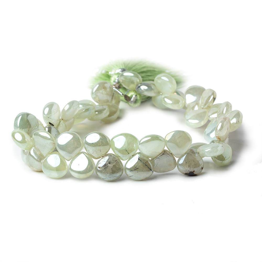 7-8mm Mystic Prehnite Plain Heart Beads 8 inch 49 beads (ONLINE ORDER ONLY)