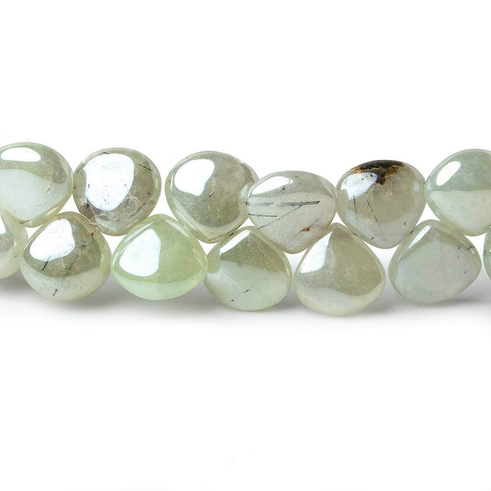 7-8mm Mystic Prehnite Plain Heart Beads 8 inch 49 beads (ONLINE ORDER ONLY)