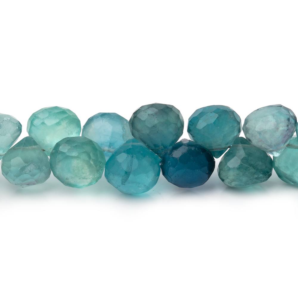 7-8mm Neon Teal Fluorite Faceted Candy Kiss Beads 7 inch 50 pieces AA (ONLINE ORDER ONLY)
