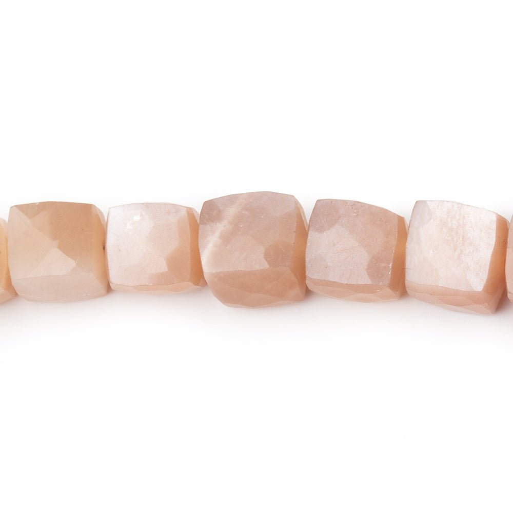 7-8mm Peach Moonstone Faceted Cube Beads 7.5 inch 24 pieces (ONLINE ORDER ONLY)