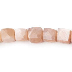 7-8mm Peach Moonstone Faceted Cube Beads 7.5 inch 24 pieces (ONLINE ORDER ONLY)