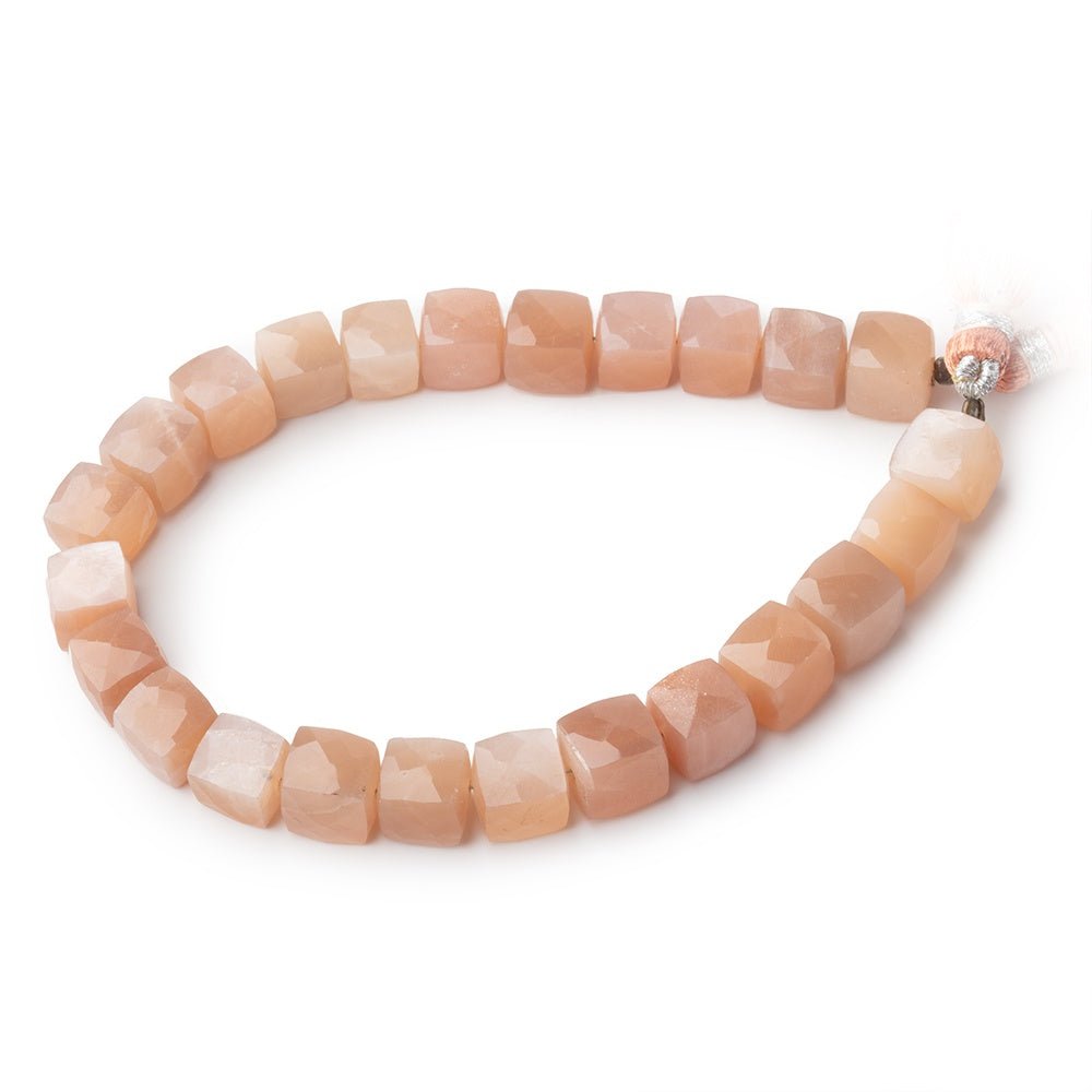 7-8mm Peach Moonstone Faceted Cube Beads 7.5 inch 24 pieces (ONLINE ORDER ONLY)