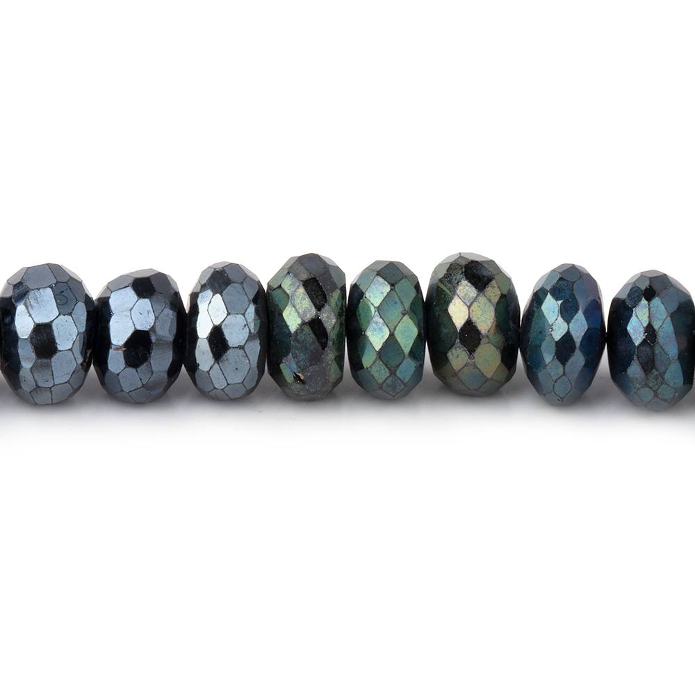7-8mm Peacock Metallic Black Spinel Faceted Rondelles 8 inch 45 pieces (ONLINE ORDER ONLY)