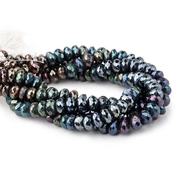 7-8mm Peacock Metallic Black Spinel Faceted Rondelles 8 inch 45 pieces (ONLINE ORDER ONLY)