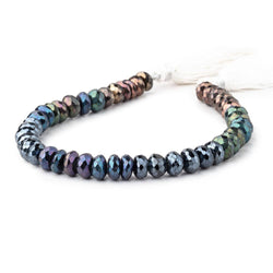 7-8mm Peacock Metallic Black Spinel Faceted Rondelles 8 inch 45 pieces (ONLINE ORDER ONLY)
