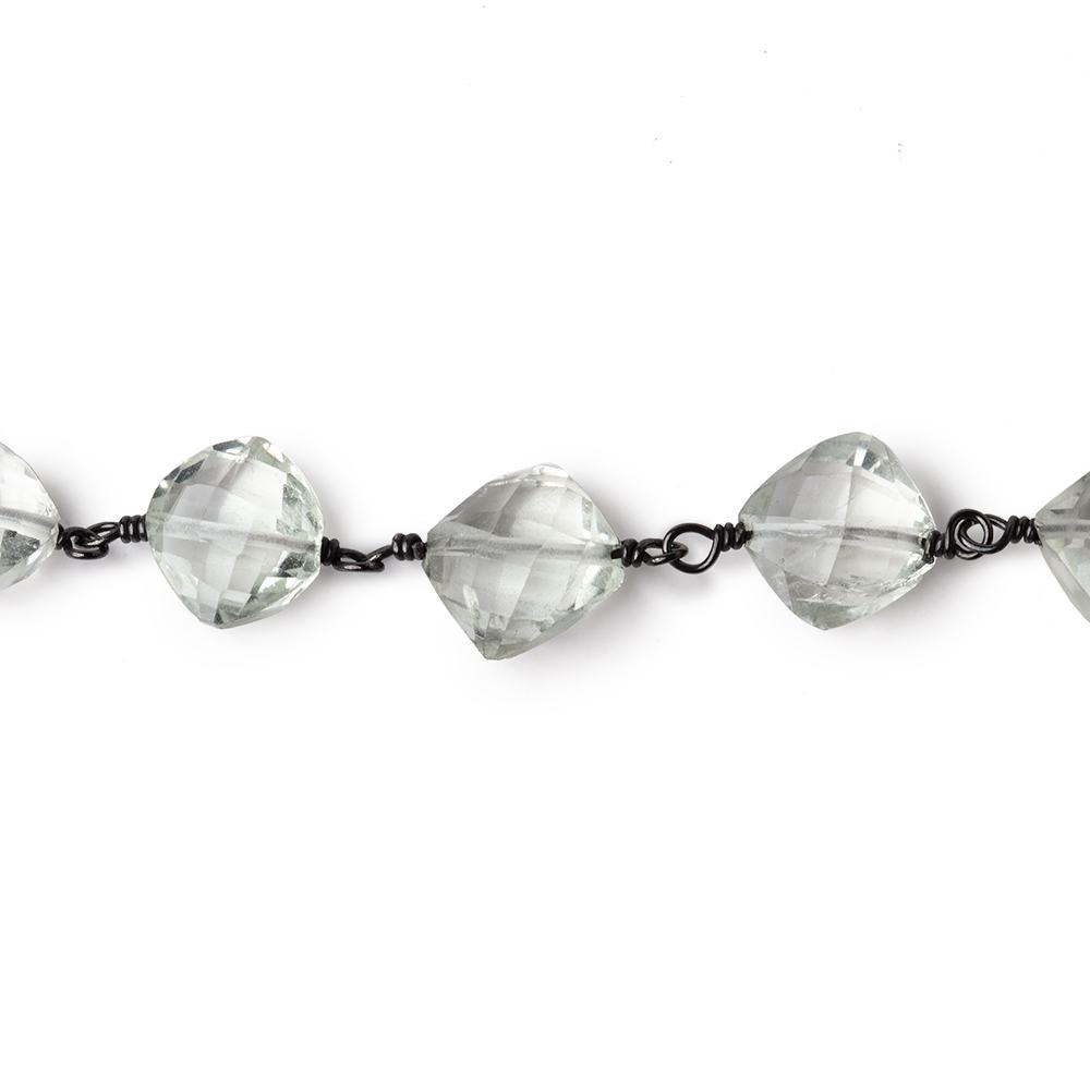 7-8mm Prasiolite Faceted Pillows on Black Gold over .925 Silver Chain (ONLINE ORDER ONLY)